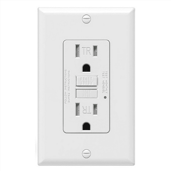 New Arrivals GFCI Outlet 15 Amp, Self-Test GFI Electrical Outlet, White