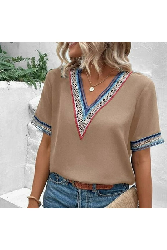 New Arrivals Gamivast Plus Size Cotton Tops for Women 2X Shirts for Women Trendy Summer 2024 Womens Blouses Casual Plus Size Short Sleeve Shirts for Women V Neck