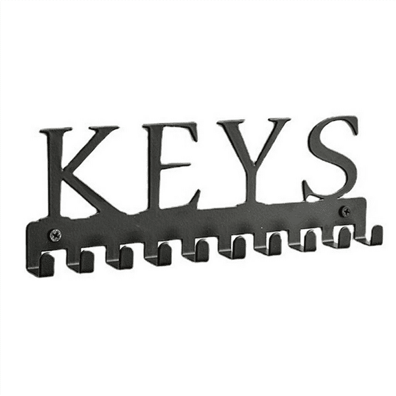 New Arrivals Key Holder Wall Mount, Black Hanger Decorative Rack Organizer Metal Keychain with 10 Hooks