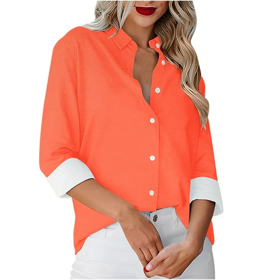 New Arrivals Lightweight Sweatshirt for Women Women's Solid Color Everyday Single-breasted Long-sleeved Shirt Tops