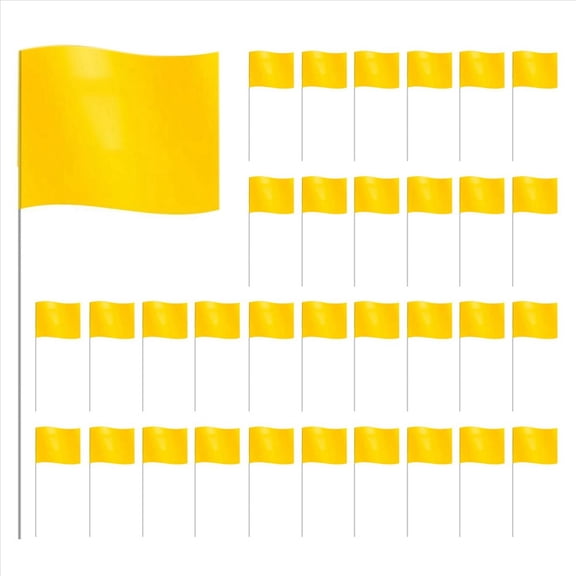 New Arrivals Marking Flags Marker for Lawn 60 Pack, PVC Small Flags,Marking Flags, Garden Flags,Survey Flags,Yellow