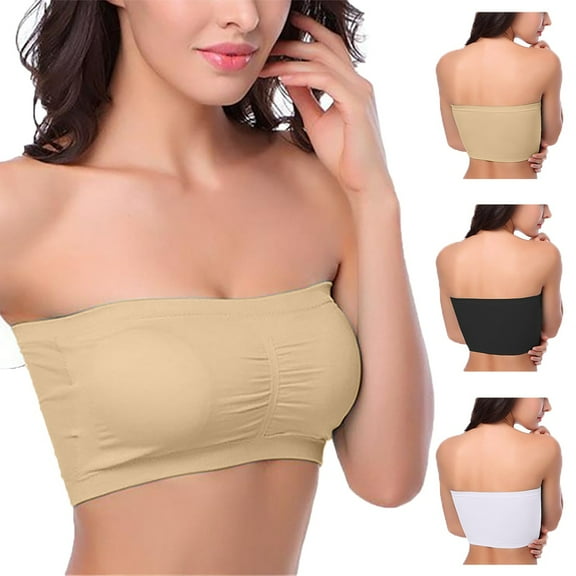 FAZVAOO Strapless Bras for Women One Piece Bra Everyday Underwear Bandeau(Black,1 pack,Size S-3XL)