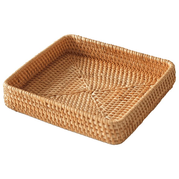 New Arrivals Rattan Serving Tray,Square Woven Tray Wicker Storage Basket