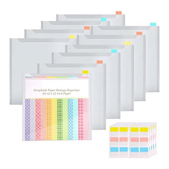 New Arrivals Scrapbook Paper Storage Organizer with 60 Sticky Index Tabs, 10 Pack Plastic Bag for Holding File