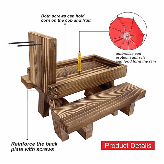 New Arrivals Squirrel Feeder Picnic Table with Umbrella,Wooden Feeders B