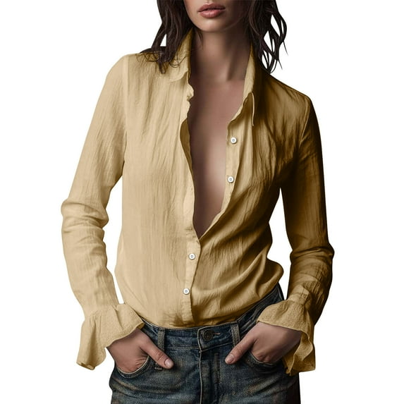 TaLove Long Sleeve Shirts For Women Workout,Women Blouses Formal Cotton Womens Tops Dressy Casual Cotton Shirts For Women Graphic Tees V NeckFall Outfits For Women 2025