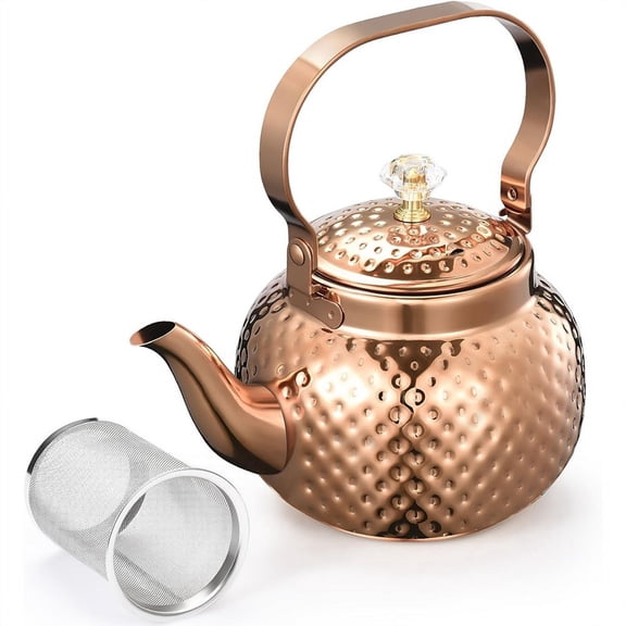 New Arrivals Teapot with Infuser 1.2 L,Kettle Removable Filter,Bronze
