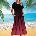 thumbnail image 1 of New Arrivals! Tennis Dress,Women's Summer Casual Short Sleeve Crewneck Dress Casual Flowy Tiered Maxi Beach Dress With Pockets Gradient Print Dress,Relaxed & Elegant for Beach Days, 1 of 8