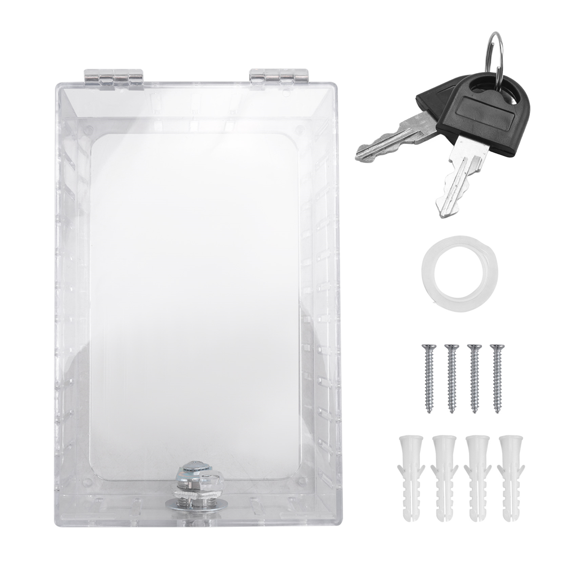 New Arrivals Thermostat Lock Box with Key Cover Lock, Clear Guard for Wall