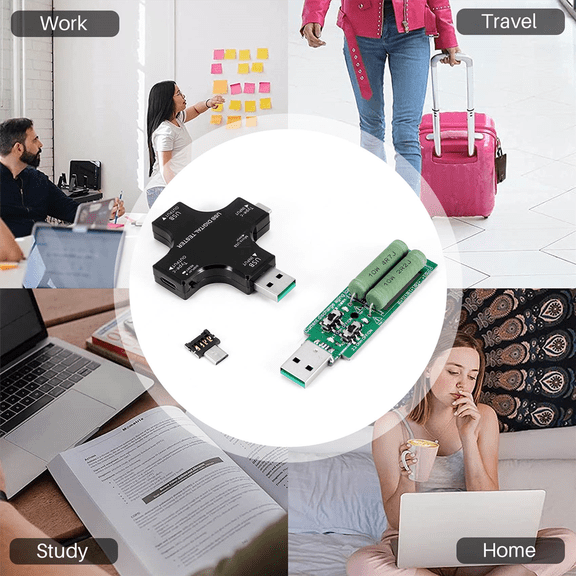 New Arrivals USB C Tester,2 in 1 Type Tester Color Screen IPS Digital Multimeter,Voltage,Current,Power,Temperature,with Loader