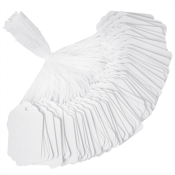 New Arrivals White Price Tags with String - 1000PCS Pre-Strung