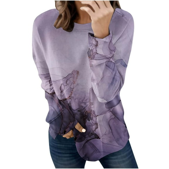 New Arrivals Women Long Sleeve Sweatshirts Fashion Printed T-shirt Long Sleeves Blouse Round Neck Tops Sweatshirt