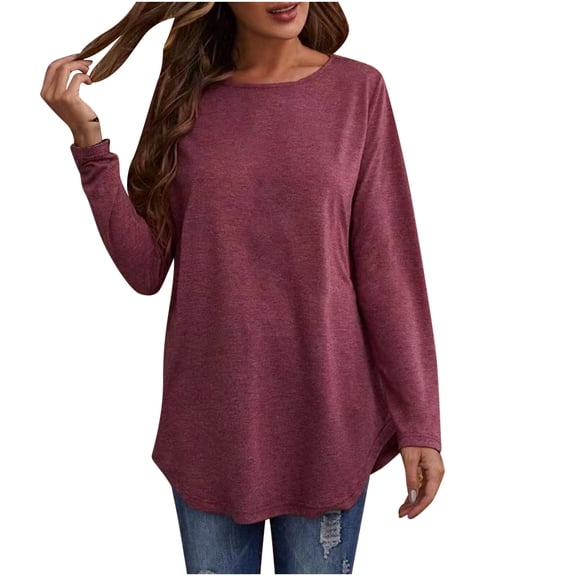 New Arrivals Women Long Sleeve Tops for Women Fall Women's Summer Casual Long Sleeve Blouse Round Neck Tops T-Shirt