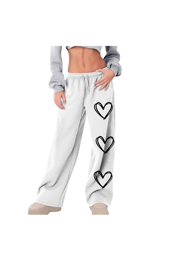 New Arrivals Womens High Waist Sweatpants Wide Leg with Drawstring Waistband Solid Color Lounge Pants for Fit My Items