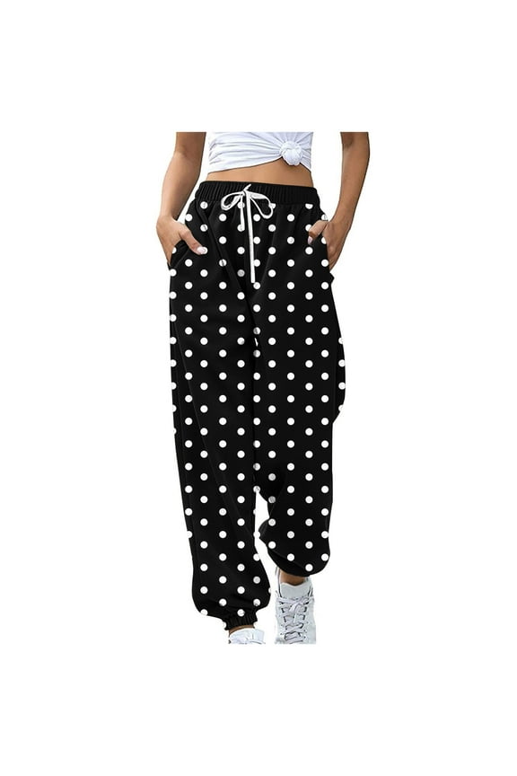 New Arrivals Womens High Waist Sweatpants with Drawstring Elastic Waistband Wide Leg Jogger Pants for Lounge and My Items