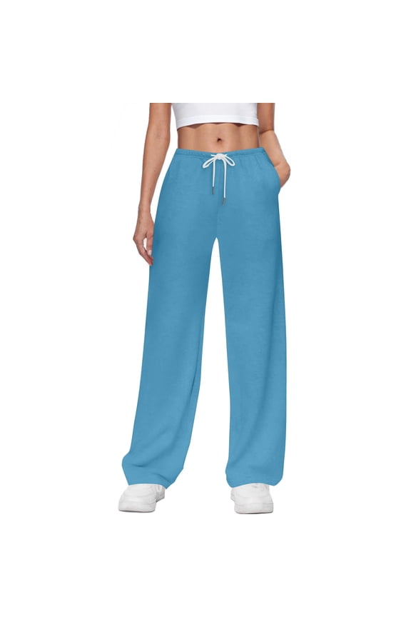 New Arrivals Womens High Waist Wide Leg Pants with Drawstring Waistband Solid Color Trousers Fit My Items