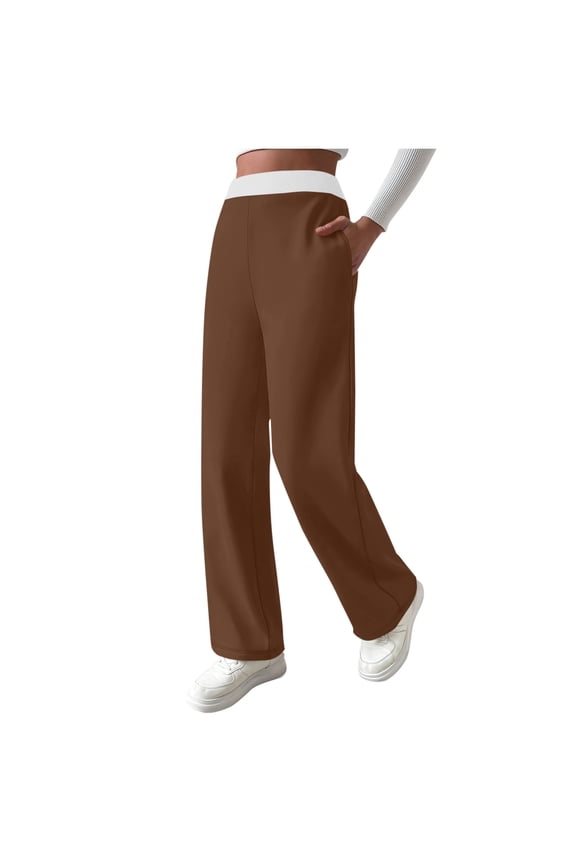 New Arrivals Womens High Waisted Pants with Elastic Waistband Solid Color Trousers for Casual and Wear My Items
