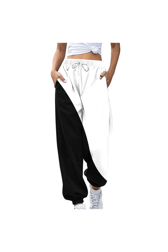 New Arrivals Womens Solid Color High Waist Sweatpants with Drawstring Elastic Waist Wide Leg Pants for Lounge Wear My Items