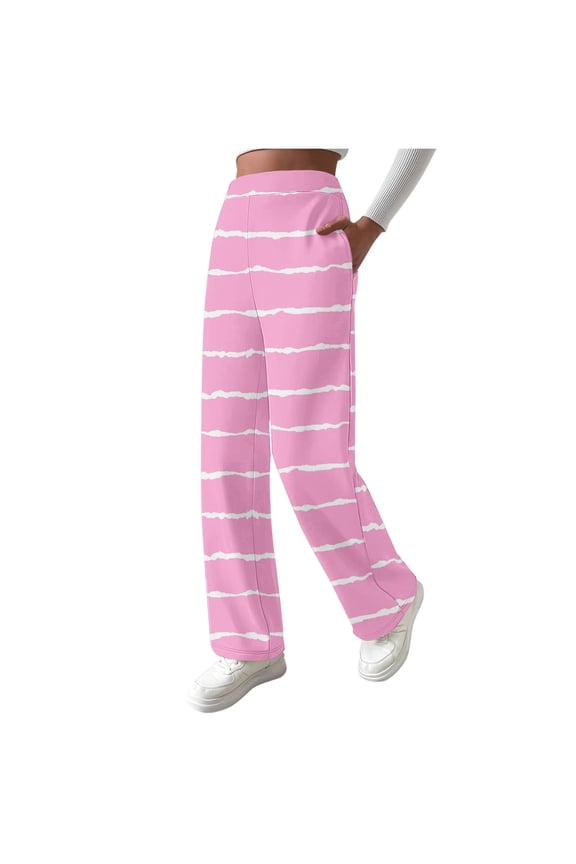 New Arrivals Womens Solid Color High Waisted Trousers with Elastic Waistband Casual Pants for Work and Office My Items