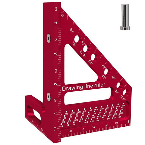 New Arrivals Woodworking Carpenter Square Hole Scribing Ruler Measuring