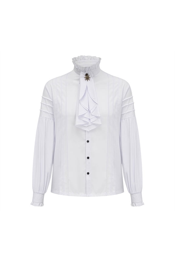 New Arrivals! YTCAMLO Halloween Ruffled Steampunk Shirts for Men Retro Button Down Gothic Victorian Tunic Tops Pirate Medieval Viking Vampire Poet Costume Tops