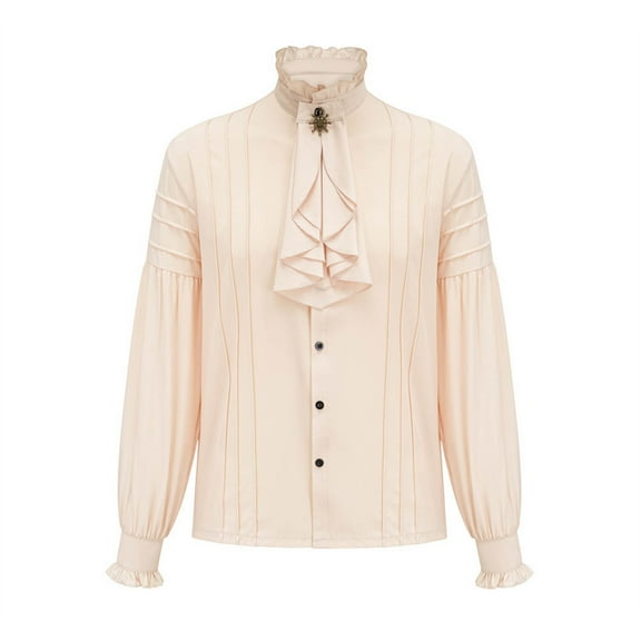 New Arrivals! YTCAMLO Halloween Ruffled Steampunk Shirts for Men Retro Button Down Gothic Victorian Tunic Tops Pirate Medieval Viking Vampire Poet Costume Tops