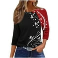 thumbnail image 1 of New ArrivalsBeiFu 3/4 Length Sleeve Womens Tops T Shirts For Women Cotton Long Sleeve Womens Tops Long Sleeve Fashion Women Blouses Dressy Fall Outfits For Women 2025, 1 of 6