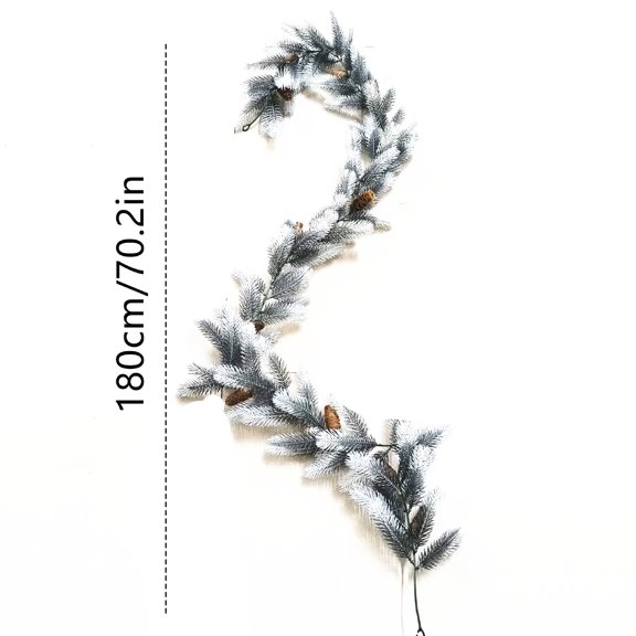 New Artificial Christmas Garlands Vines Decorations, 6.1" Plastic Snow Cedar Pine Cones Ornaments, Garlands for Xmas Holiday Season Mantel Fireplace Table Centerpiece Decor