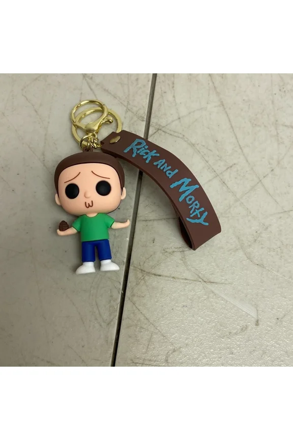 New Assorted Silicone Rick And Morty Keychain With Morty Green Shirt Accessory
