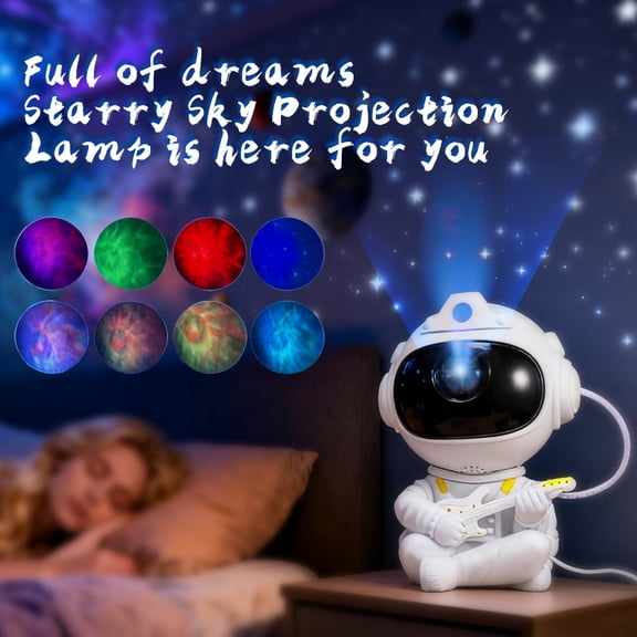 New Astronaut Galaxy Projector,8-Color Nebula LED Starry Night Light  Projection Lamp For Bedroom,Game Room,Party Decor,White