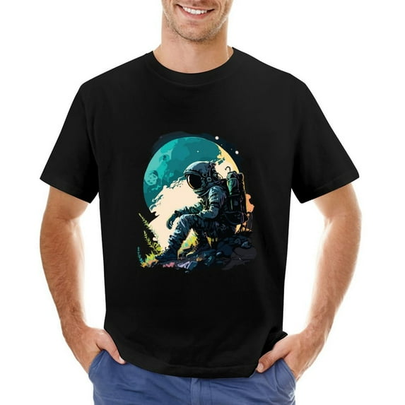 New Astronaut Sit Funny T-shirt Men Space Lover Gift Tee Cosmic Exploration Orbits Unisex