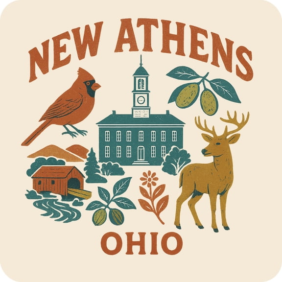 New Athens Ohio Keepsakes Souvenir Vinyl Sticker – Destination Travel Keepsake Collectible (4-Inches Wide)