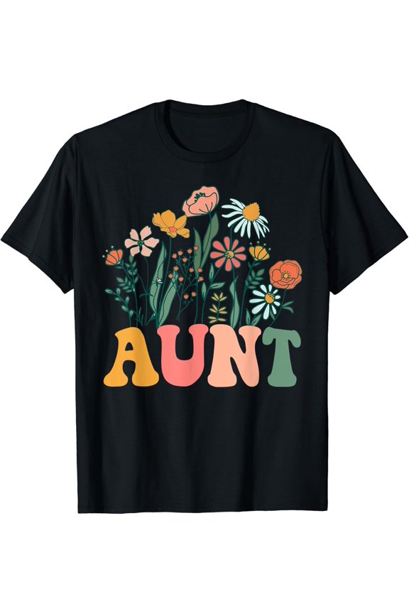 New Aunt Wildflower Baby Shower Design T-Shirt