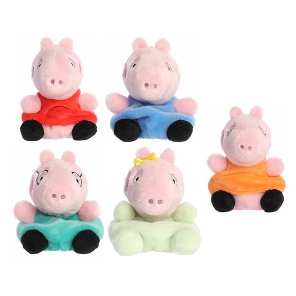New Aurora 5" Palm Pals Peppa Pig Family Plush 5 Piece Set, Officially Licensed