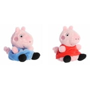 New Aurora Palm Pals Peppa Pig 5" Plush 2 Piece Bundle, Peppa Pig and George Pig