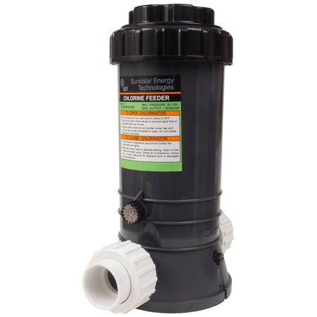 SUNSOLAR Automatic Chlorinator for Above Ground Pools and In-Ground Pools- Free Standing in-Line - Dispenser Holds 9lbs Comes with Fittings
