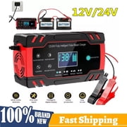 New Automatic Smart Car Battery Charger, 2AH-150AH 12V 24V Fully Intelligent Pulse Repair Automotive Battery Charger