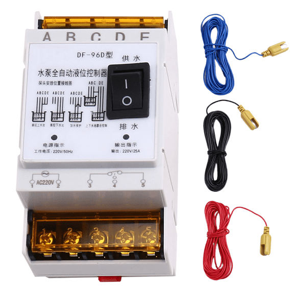 New Automatic Water Level Controller Switch 25A 220V Water Tank Liquid Level Detection Sensor Water Pump Controller B,1 x Water Level Controller Switch 1 x 3 probes,White
