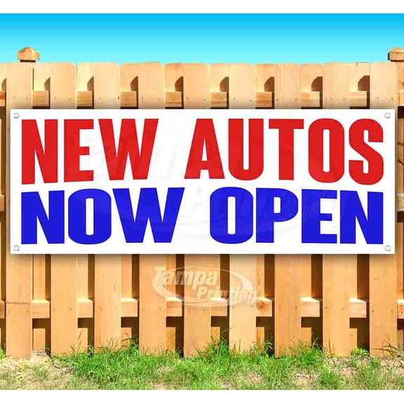 New Autos Now Open 13 oz Vinyl Banner With Metal Grommets