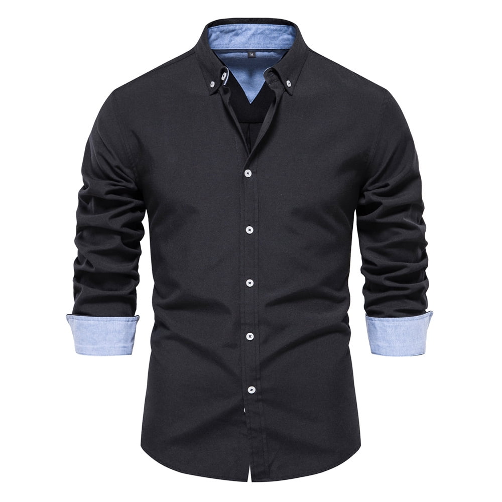 New Autumn Cotton Men's Oxford Shirt Long Sleeve Turn-down Collar ...