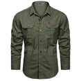 thumbnail image 1 of New Autumn Military Style Cotton Pocket Shirt for Men Solid Color Slim Casual Brand Clothing Men Long Sleeve Shirts 5XL, 1 of 6