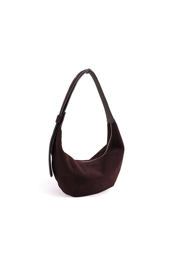 New Autumn Winter Frosted Cowhide Hobo Tote Adjustable Handle Camel Coffee Color Genuine Suede Leather Women Armpit Shoulder Bag