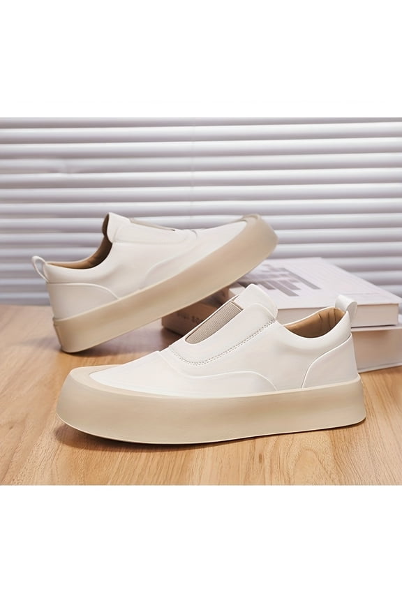 New Spring Summer Men's Slip-On Loafers with Thick Sole, Casual Sneakers, Simple, Lightweight, and Comfortable Men's Shoes