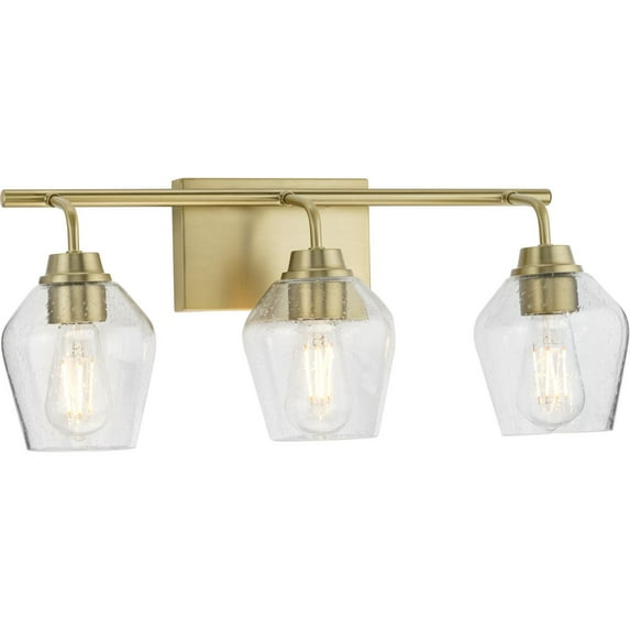 New Avec Adalyn Collection Farmhouse 3-Light Champagne Bronze Vanity Light with Clear Glass Shades