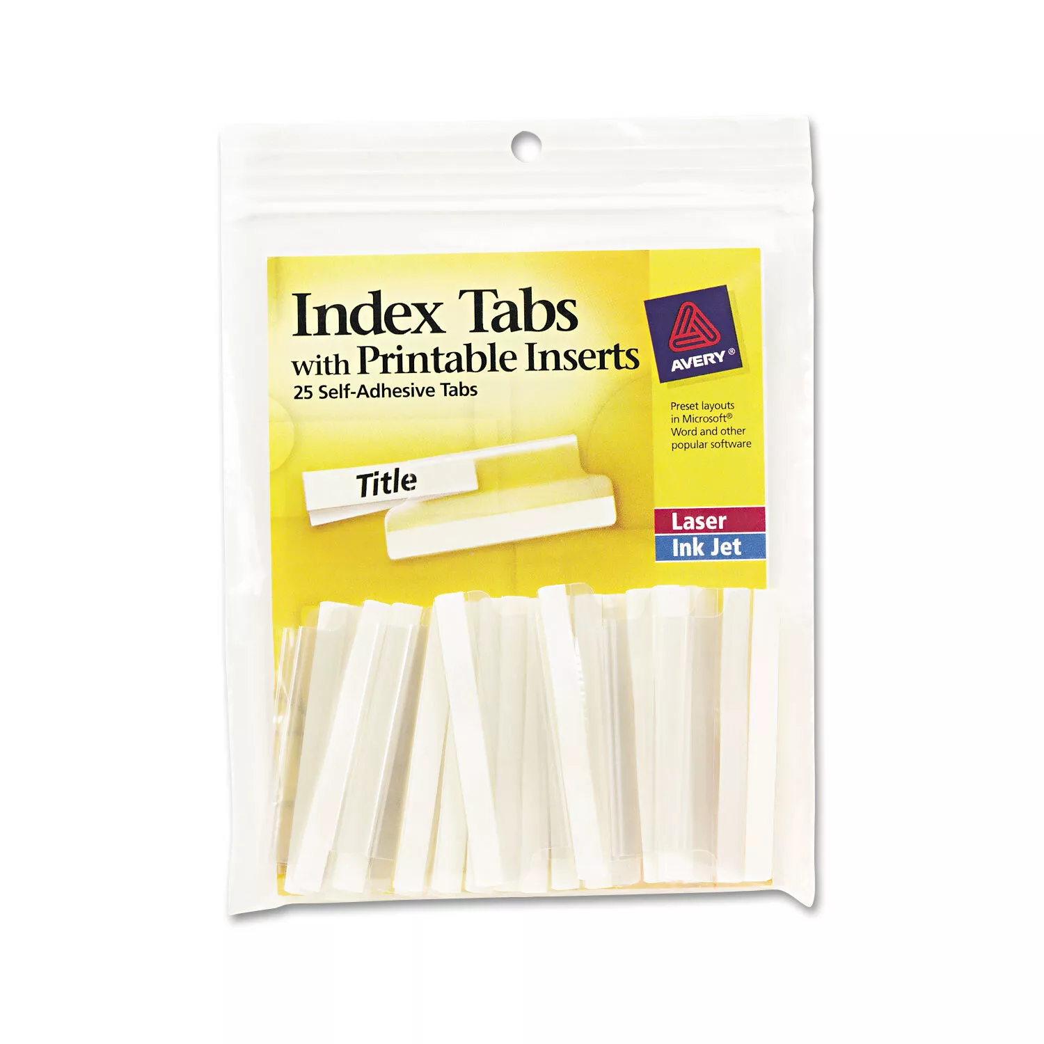 New Avery Self-Adhesive Tabs with Printable Inserts 2" Clear 25/Pack ...