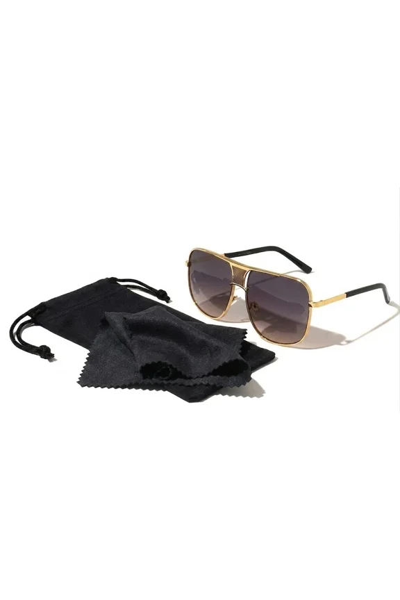 New Aviator Oversized Sunglasses Double Bridge Pilot Style Flat Top
