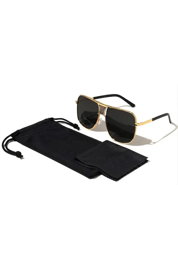 New Aviator Oversized Sunglasses Double Bridge Pilot Style Flat Top