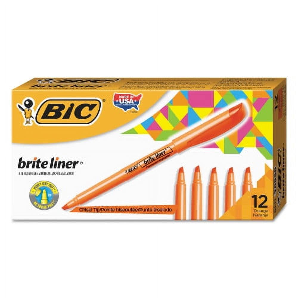 New BIC Brite Liner Highlighter, Fluorescent Orange Ink, Chisel Tip