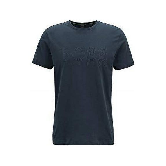 New BOSS Hugo Men's 50389098 Crew Neck Front Logo Short Sleeve T-Shirt, Navy (Medium)