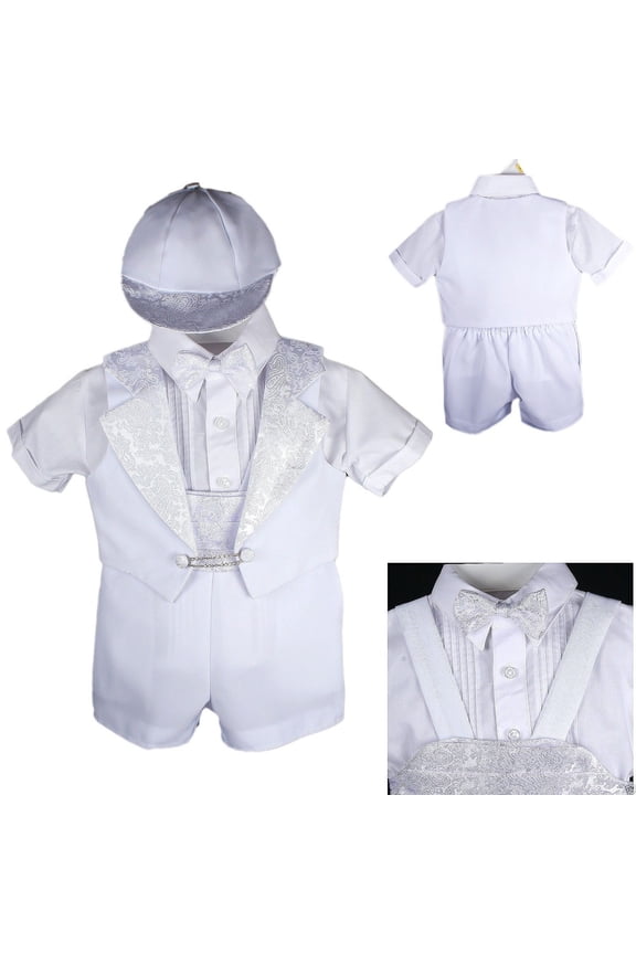 New Baby Boy Christening Baptism Formal Tuxedo Suit White New Born to 30 months